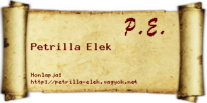 Petrilla Elek névjegykártya